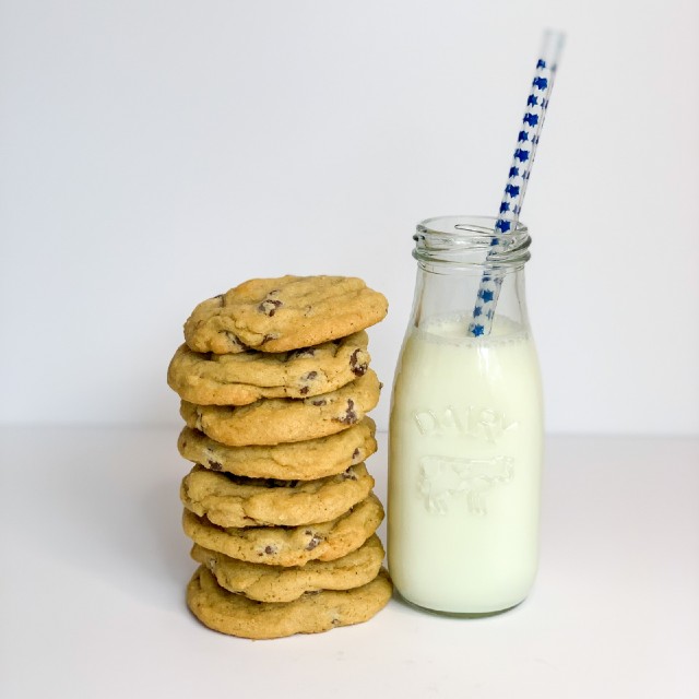 Chocolate Chip Cookies and milk