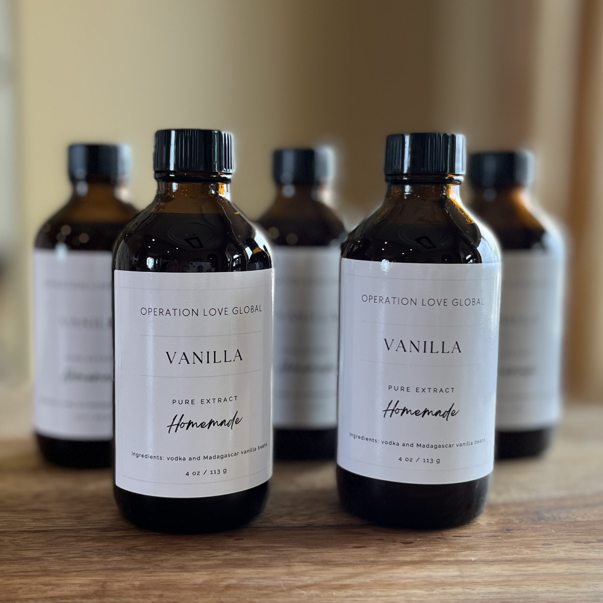 4 oz bottles of homemade vanilla