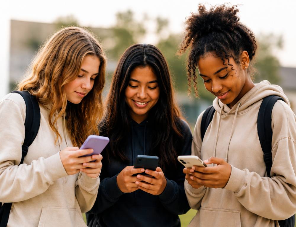 Our Mission Photo - Kids on their phones
